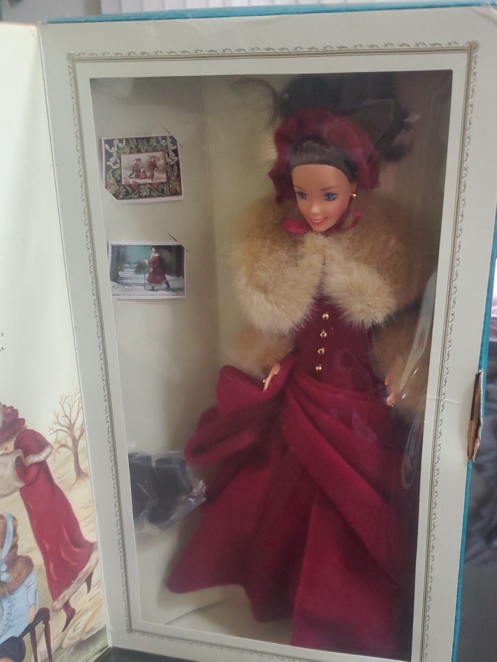 Victorian Elegance Barbie wBox Deep Red wFaux Fur never opened 1994